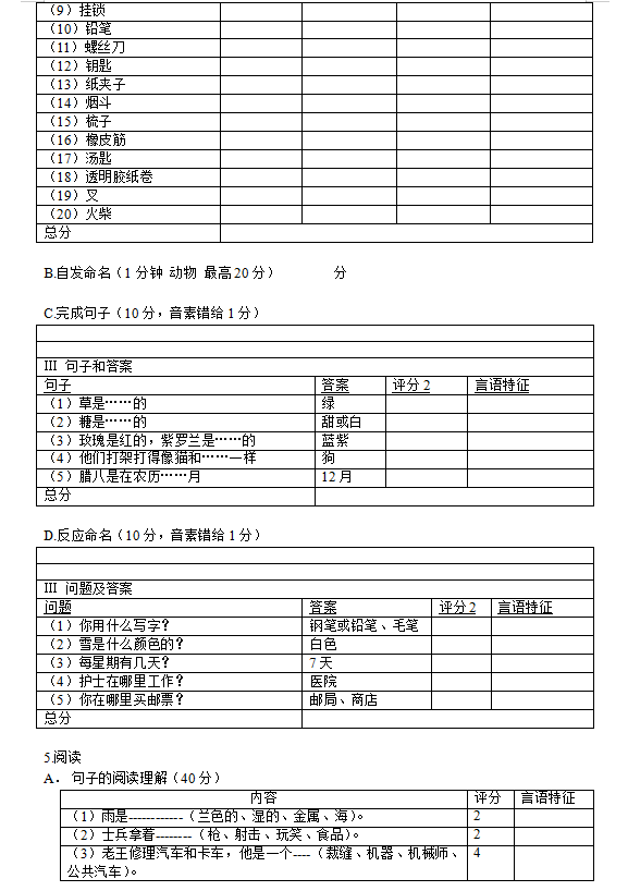 西方失语症评定量表-WAB4